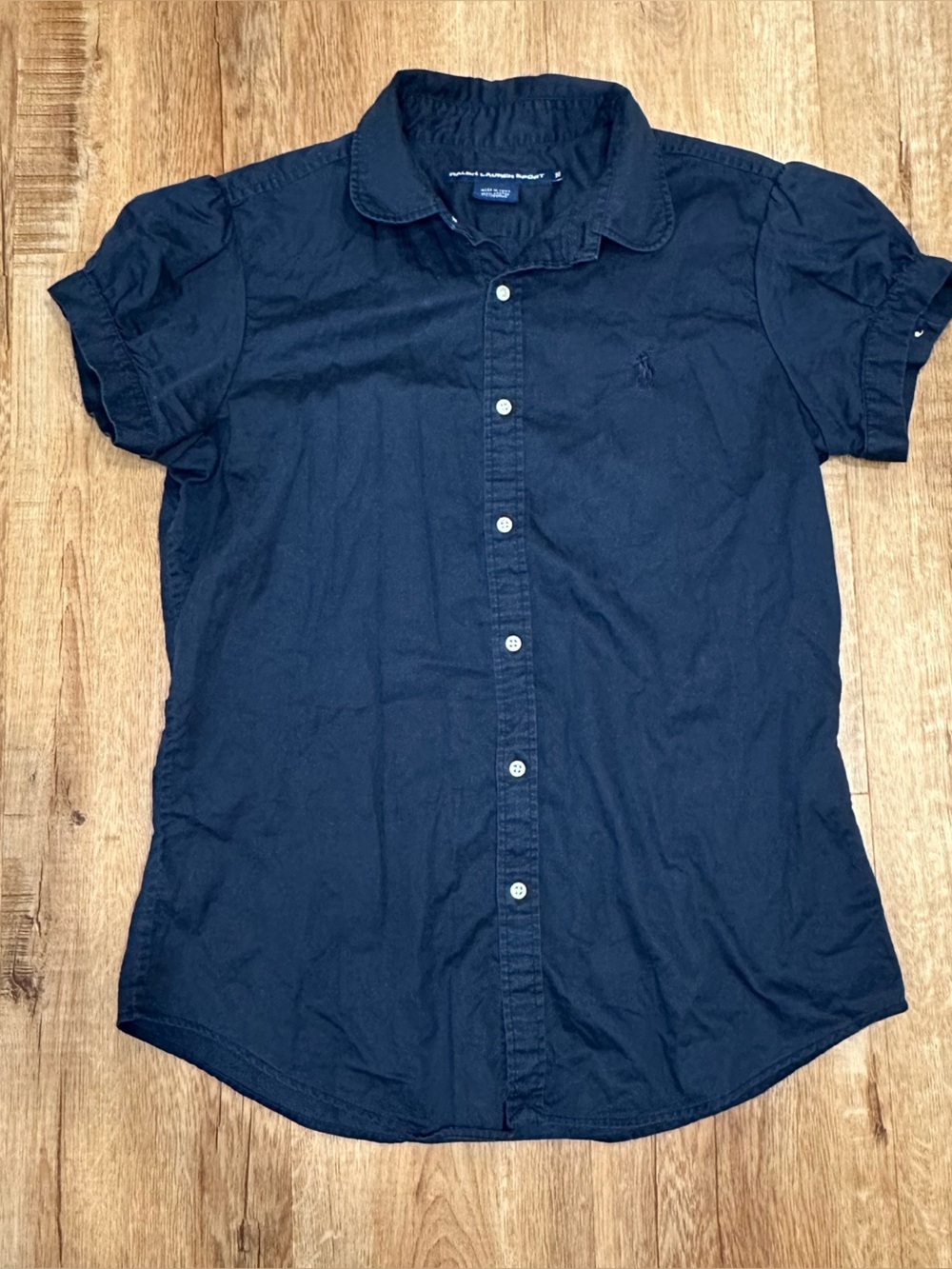 Ralph Lauren Sport Navy Short-Sleeve Button-Down Shirt 100% Cotton
